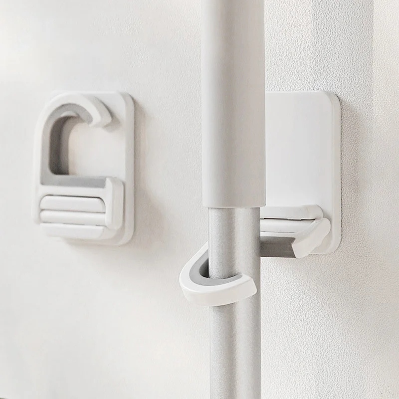 Hot Sale Wall Mounted  Home Door Nail-Free Storage Clamp Mop Hook Broom Holder for Bathroom