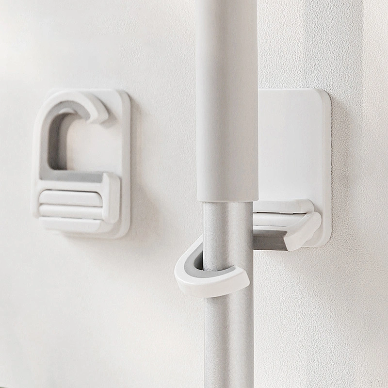 Hot Sale Wall Mounted  Home Door Nail-Free Storage Clamp Mop Hook Broom Holder for Bathroom
