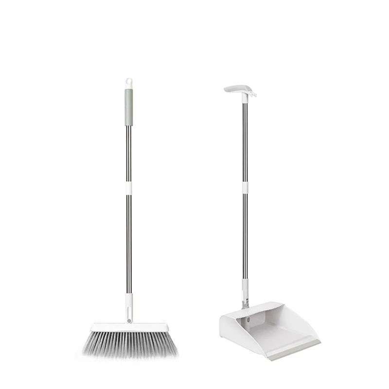 Broom and Dustpan Set Standing Broom Dustpan Set with Long Handle for Easy Sweeping - Easy Assembly Great Use for Home