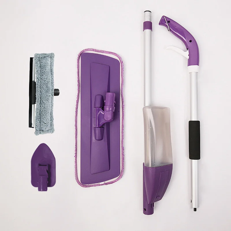 Transparent Bottle Spray Mop Easy Spray and Cleaning with Window Squeegee and Bathroom Brush