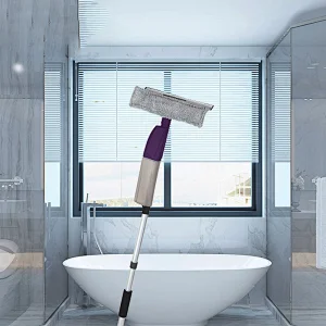 Transparent Bottle Spray Mop Easy Spray and Cleaning with Window Squeegee and Bathroom Brush