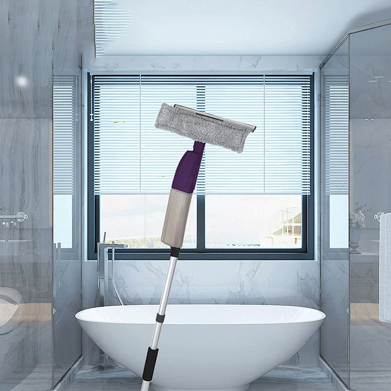 Transparent Bottle Spray Mop Easy Spray and Cleaning with Window Squeegee and Bathroom Brush