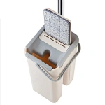Microfiober squeegee flat floor mop and bucket set