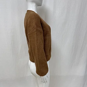 Winter lace-up solid color women's knitted sweater