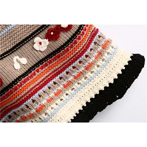 Flower-shaped Texture pullover knitted sweater crop top cable custom cotton knit sweater