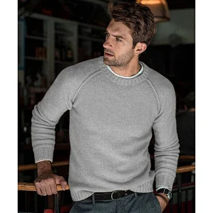 Wholesale Top Brand Concise Style Apparel Causal Mens Oversized Luxury Warm Crewneck Knitted Pullover Sweater Plain