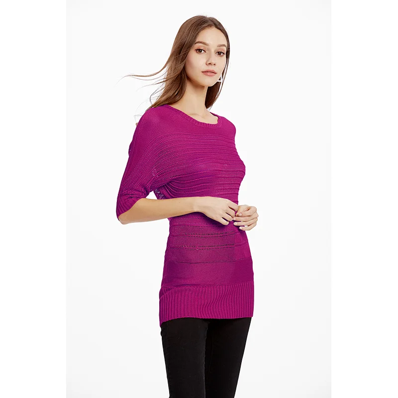 Bat sleeve knitwear solid color pullover apparel short sleeve t-shirt sweater