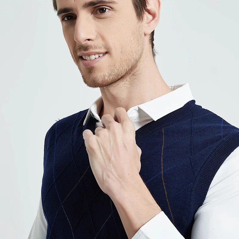 Casual Angola V Neck Sleeveless men sweater vest Men Clothes Autumn Winter Knitted men Cashmere Wool Vest Sweater