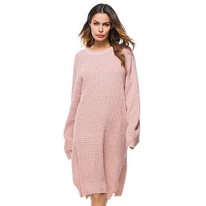 Long sleeve knitwear loose long sweater winter fashion casual dress