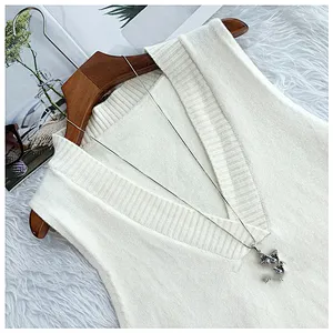V-neck knitted vest clothes women's plus size loose wild sleeveless vest sweaters
