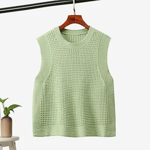 Branded Sleeveless Solid Color Pullover Knitwear Vest Online Shopping Women Casual Quality Crewneck Sweaters Blank for Lady
