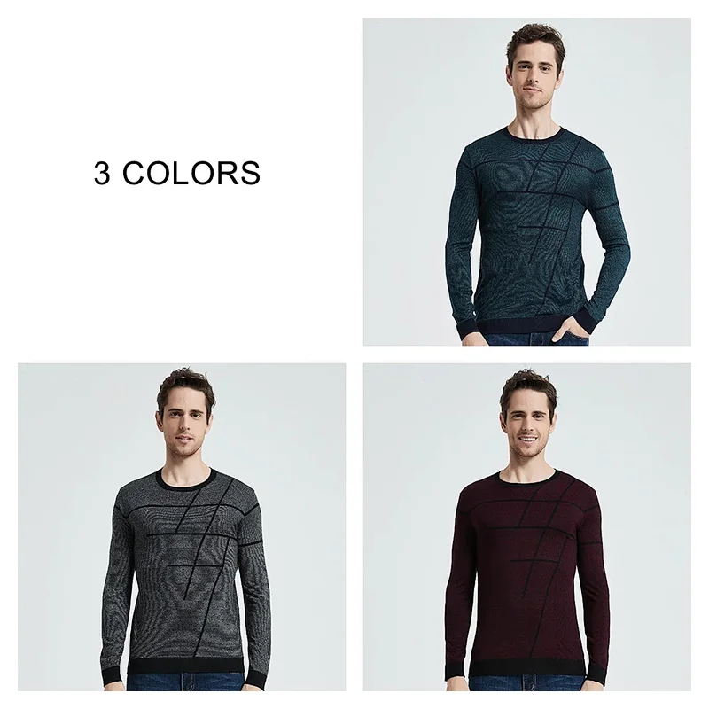 Men O Neck Pullover Sweater knitwear Men Clothes Autumn Pull Homme mens knitted wool Thin Casual Striped Sweaters