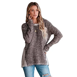Round neck hot sale mixed wool explosion knitted women fashion sweater
