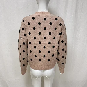 Winter long-sleeved polka-dot jacquard knitted sweater for ladies