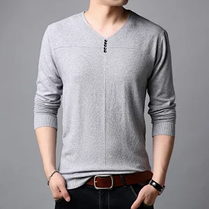Fall thin men sweaters long-sleeved V-neck clothes solid color bottoming shirt