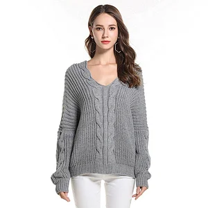V-neck fashion knitwear loose pullover apparel knitted top casual sweater