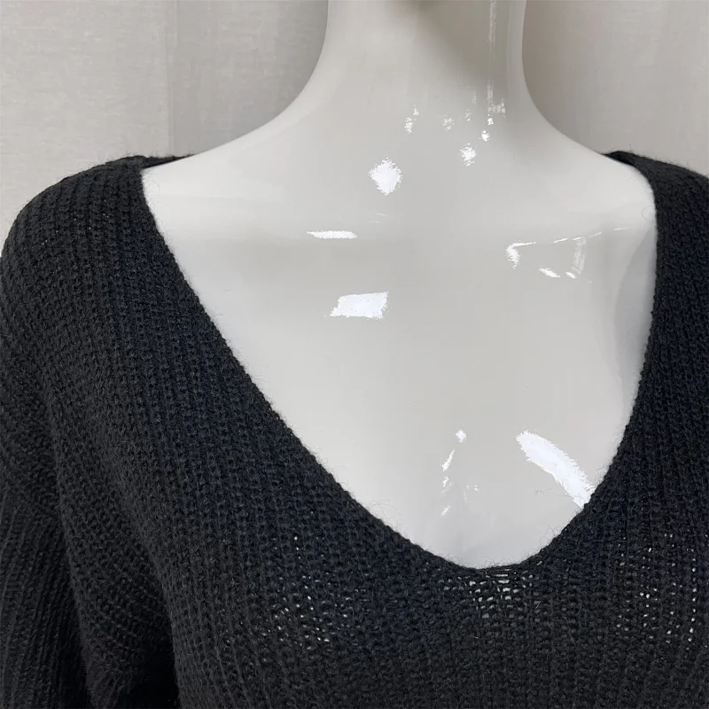 Sexy Women's V-neck Fall/Winter Loose Large Size Knitted Sweater