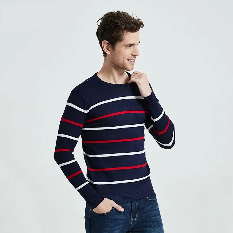 O Neck Men Pullover sweater knitwear Autumn Winter Cashmere Wool Sweater man Casual Striped Men basic sweater
