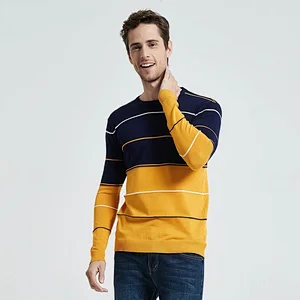 Men Casual O Neck Sweater Pullover Autumn Winter Knitwear mens jumper Striped Cotton Men Jersey Hombre basic Sweaters