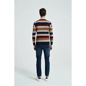 Men Fashion Striped Sweater O Neck mens Pullover Knitted Shirt Autumn Winter Cotton Jumper knitted sweater for men