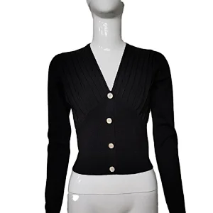 Women Knit Top Womens Buttons Casual Clothing Long Sleeve Sleeved