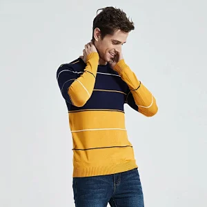 Men Casual O Neck Sweater Pullover Autumn Winter Knitwear mens jumper Striped Cotton Men Jersey Hombre basic Sweaters