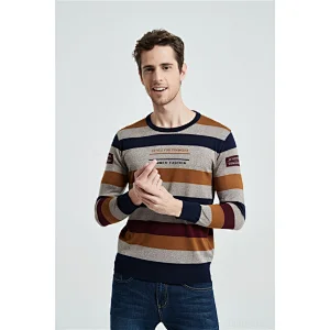 Men Fashion Striped Sweater O Neck mens Pullover Knitted Shirt Autumn Winter Cotton Jumper knitted sweater for men