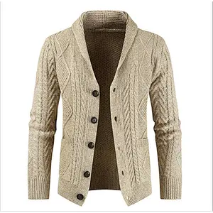 Trendy chain link knit cardigan men's fashion loose coat sweater