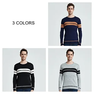 Men Casual Striped knit swearter Knitwear O Neck pullover jumper Winter fringe Cotton Men's Jersey Hombre Shirt basic sweater