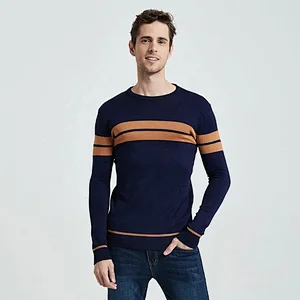 Men Casual Striped knit swearter Knitwear O Neck pullover jumper Winter fringe Cotton Men's Jersey Hombre Shirt basic sweater