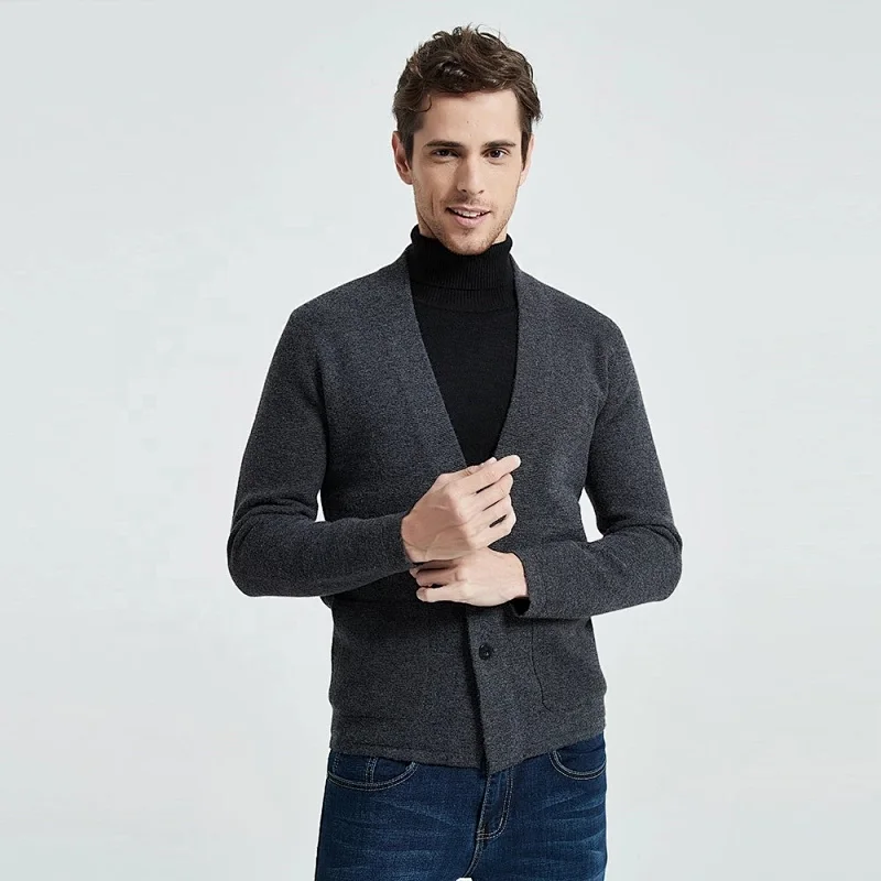 Men Fashion custom knitted Sweater Cardigan Coat Men Pockets Cardigan Winter Warm Cashmere Wool Sweater for man