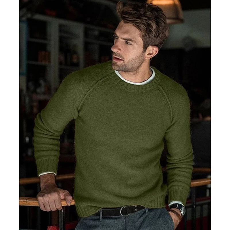 Wholesale Top Brand Concise Style Apparel Causal Mens Oversized Luxury Warm Crewneck Knitted Pullover Sweater Plain