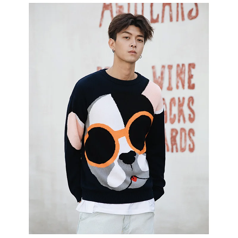 Causal apparel custom logo men long sleeve sweater knit china acrylic men sweaters sweatsuit
