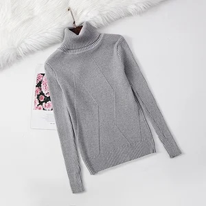 Winter core-spun yarn pullover roll-neck knitwear 12GG long sleeve women sweater