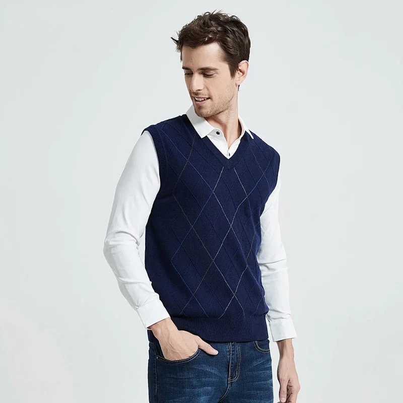 Casual Angola V Neck Sleeveless men sweater vest Men Clothes Autumn Winter Knitted men Cashmere Wool Vest Sweater