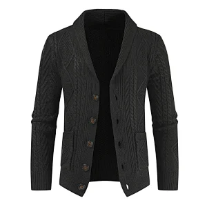 Trendy chain link knit cardigan men's fashion loose coat sweater