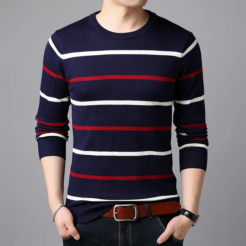 O Neck Men Pullover sweater knitwear Autumn Winter Cashmere Wool Sweater man Casual Striped Men basic sweater