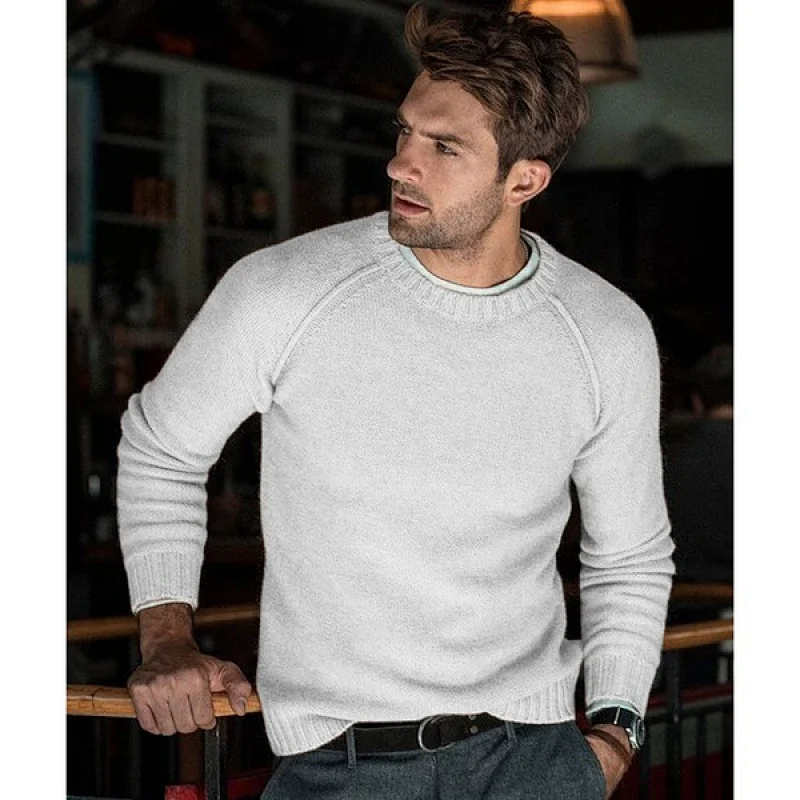 Wholesale Top Brand Concise Style Apparel Causal Mens Oversized Luxury Warm Crewneck Knitted Pullover Sweater Plain