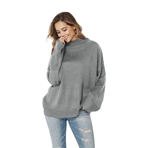 Turtleneck plus size round neck pullover winter knitted women sweater