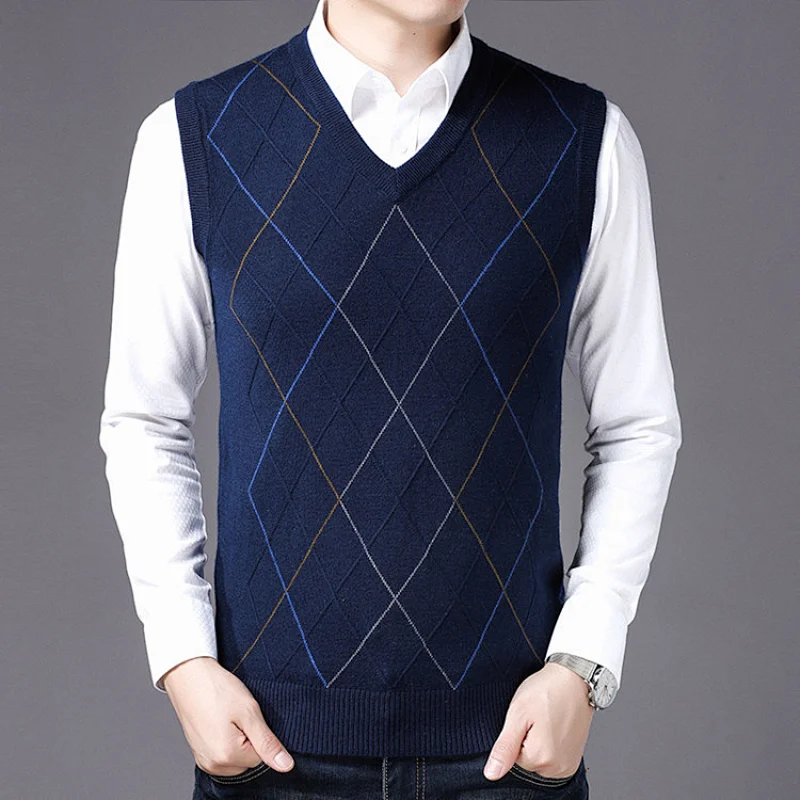 Casual Angola V Neck Sleeveless men sweater vest Men Clothes Autumn Winter Knitted men Cashmere Wool Vest Sweater