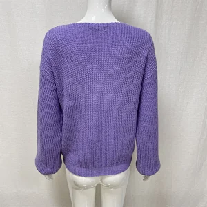 Sexy Women's V-neck Fall/Winter Loose Large Size Knitted Sweater