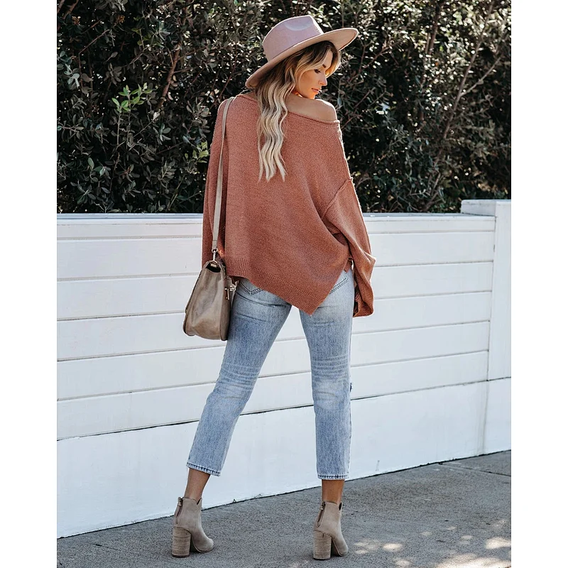 Fashion clothes round neck pocket loose casual women sweater