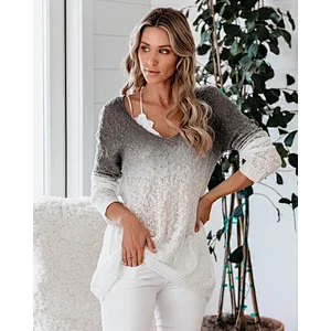 Women fashion clothes OL plus size V-neck spray-dyed top knitted sweater