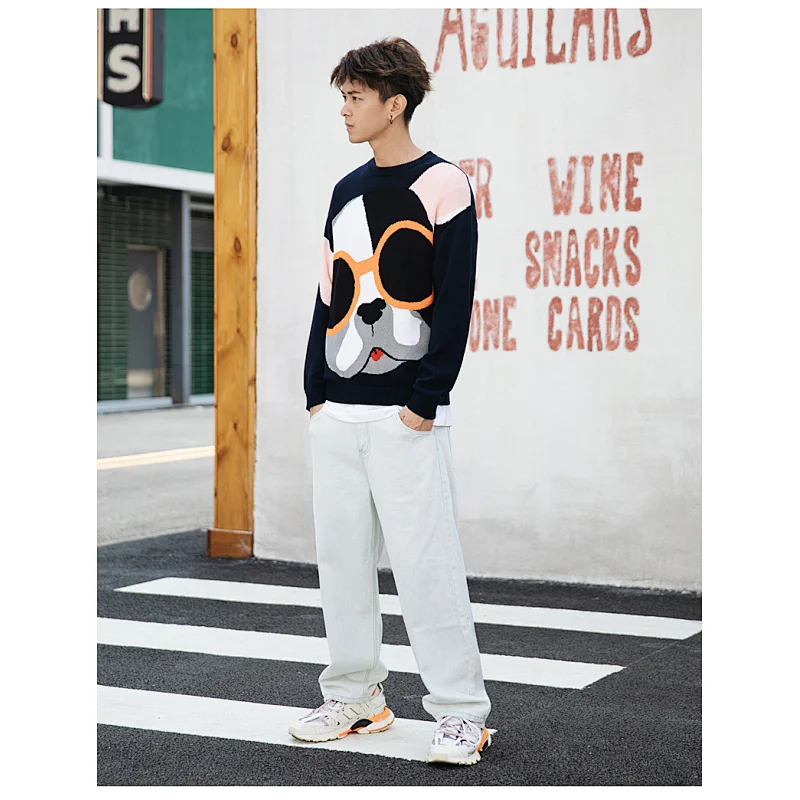 Causal apparel custom logo men long sleeve sweater knit china acrylic men sweaters sweatsuit