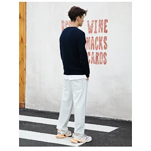 Causal apparel custom logo men long sleeve sweater knit china acrylic men sweaters sweatsuit