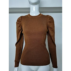 Spring Autumn Women Girls O-Neck Solid Color Long Sleeve T-Shirt Casual Knit Tops