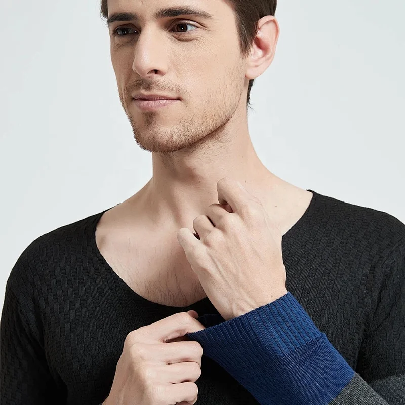 Men Casual Pullover Striped Button V-Neck Knitwear Shirt jumper Winter Cotton Men Jersey basic Sweater