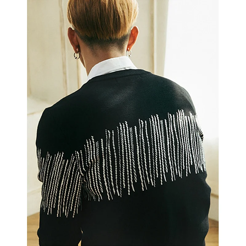 fashion clothes mens black plain sweater warm top designer long sleeve pullover men sweaters