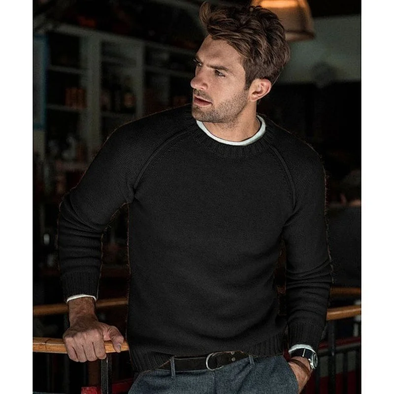 Wholesale Top Brand Concise Style Apparel Causal Mens Oversized Luxury Warm Crewneck Knitted Pullover Sweater Plain
