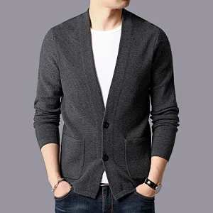 Men Fashion custom knitted Sweater Cardigan Coat Men Pockets Cardigan Winter Warm Cashmere Wool Sweater for man